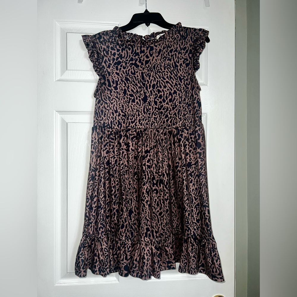 Blooming Jelly Brown Leopard Print Ruffle Dress